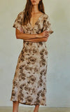 MOCHA FLORAL MIDI DRESS