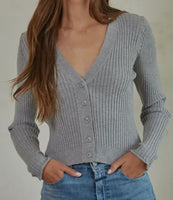 KNIT VNECK BUTTON DOWN SWEATER