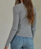 KNIT VNECK BUTTON DOWN SWEATER