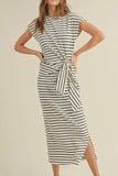 STRIPE KNIT MIDI DRESS