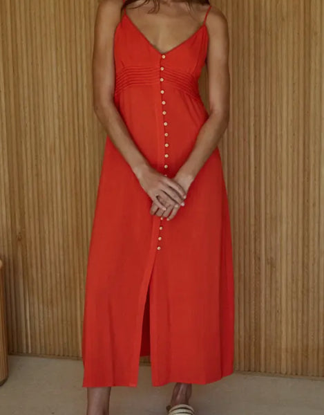 WOVEN LINEN MIDI