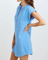 CAP SLEEVE HENLEY DRESS