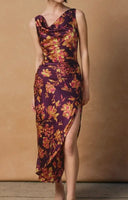 CRIMSON DRAPED NECK MIDI