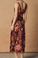 CRIMSON DRAPED NECK MIDI