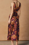 CRIMSON DRAPED NECK MIDI