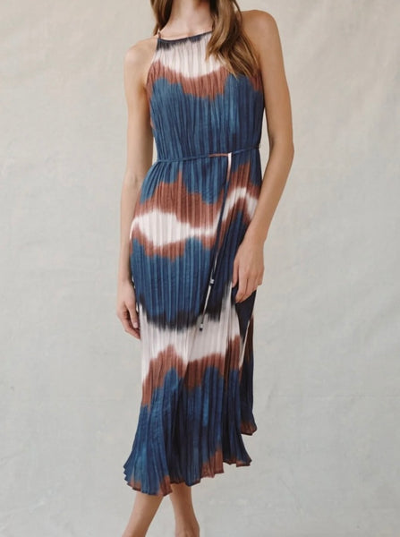 OMBRE PLEATED MIDI DRESS