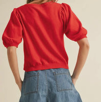 PUFF SLEEVE BUTTON DOWN SWEATER