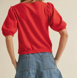 PUFF SLEEVE BUTTON DOWN SWEATER