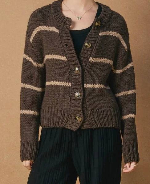 FLUFFY STRIPED CARDIGAN