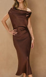 OFF THE SHOULDER RUCHED MIDI