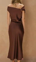 OFF THE SHOULDER RUCHED MIDI