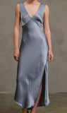 SIDE SLIT SATIN DRESS