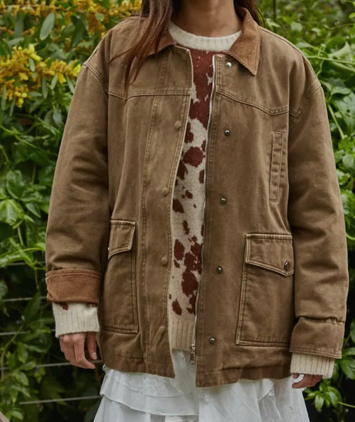 WOVEN COTTON ZIP UP JACKET
