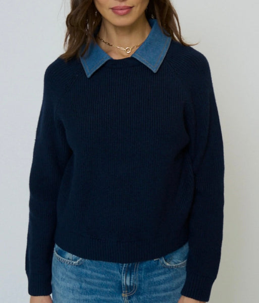 DASH DENIM COLLAR PULLOVER