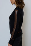 ATLAS VEGAN LEATHER ACCENT CREWNECK
