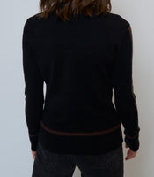 ATLAS VEGAN LEATHER ACCENT CREWNECK