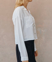 WIDE HEM CROPPED BUTTON DOWN