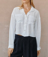 WIDE HEM CROPPED BUTTON DOWN