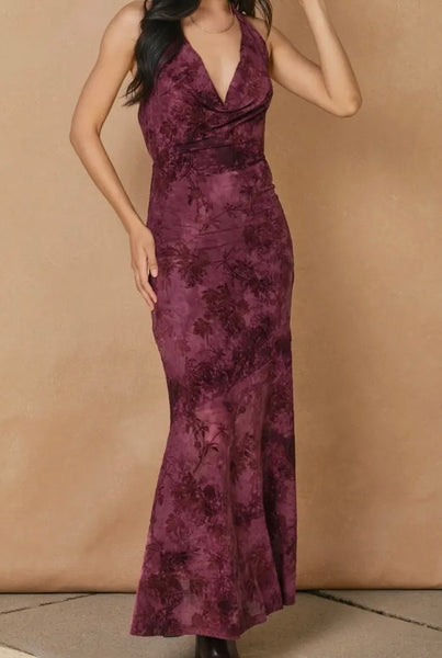 VELVET SPARK HALTER DRESS