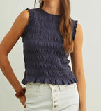 SLEEVELESS SMOCKING TOP
