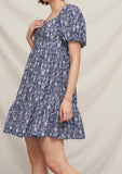 FLORAL PUFF MINI DRESS