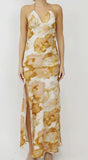FLORAL HALTER MAXI
