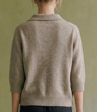 COLLARED ELBOW SLEEVE SWEATER