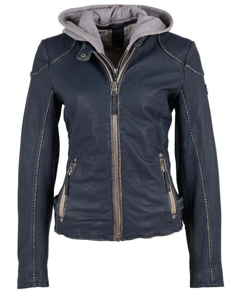 JERSEY TRIM LEATHER JACKET